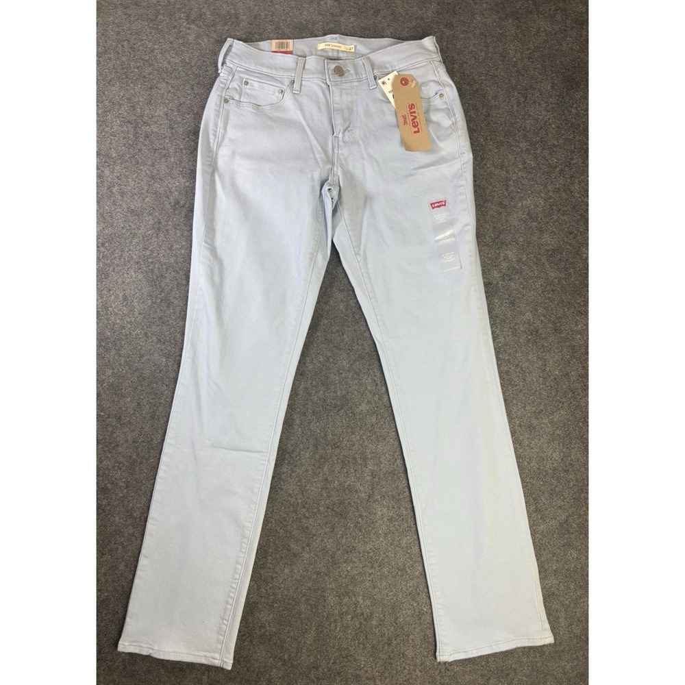 Levi's 505 Straight Leg Jeans Women's W27 L32 Light Blue NWT Stretch   B2